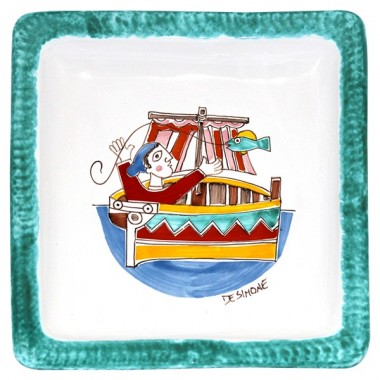 Square Plate Folk PQFK-16 Fisherman Square Plate Folk PQFK-16 Fisherman
